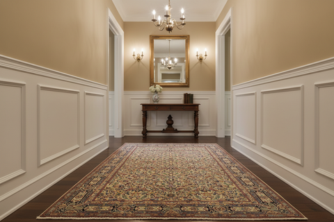 handmade Transitional Farooq Beige Blue Hand Knotted RECTANGLE 100% WOOL area rug 6x9