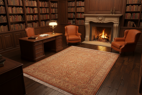 handmade Transitional Qaseem Bond Brown Beige Hand Knotted RECTANGLE 100% WOOL area rug 5x7