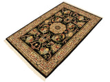 handmade Traditional Anarlaki Black Beige Hand Knotted RECTANGLE 100% WOOL area rug 4x6
