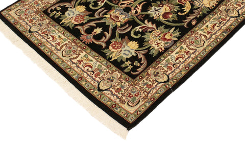 handmade Traditional Anarlaki Black Beige Hand Knotted RECTANGLE 100% WOOL area rug 4x6