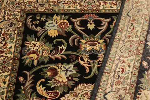 handmade Traditional Anarlaki Black Beige Hand Knotted RECTANGLE 100% WOOL area rug 4x6