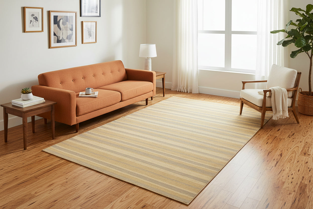 handmade Modern Kilim Bluish Gray Tan Hand-Woven RECTANGLE 100% WOOL area rug 5x8