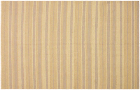 handmade Modern Kilim Bluish Gray Tan Hand-Woven RECTANGLE 100% WOOL area rug 5x8