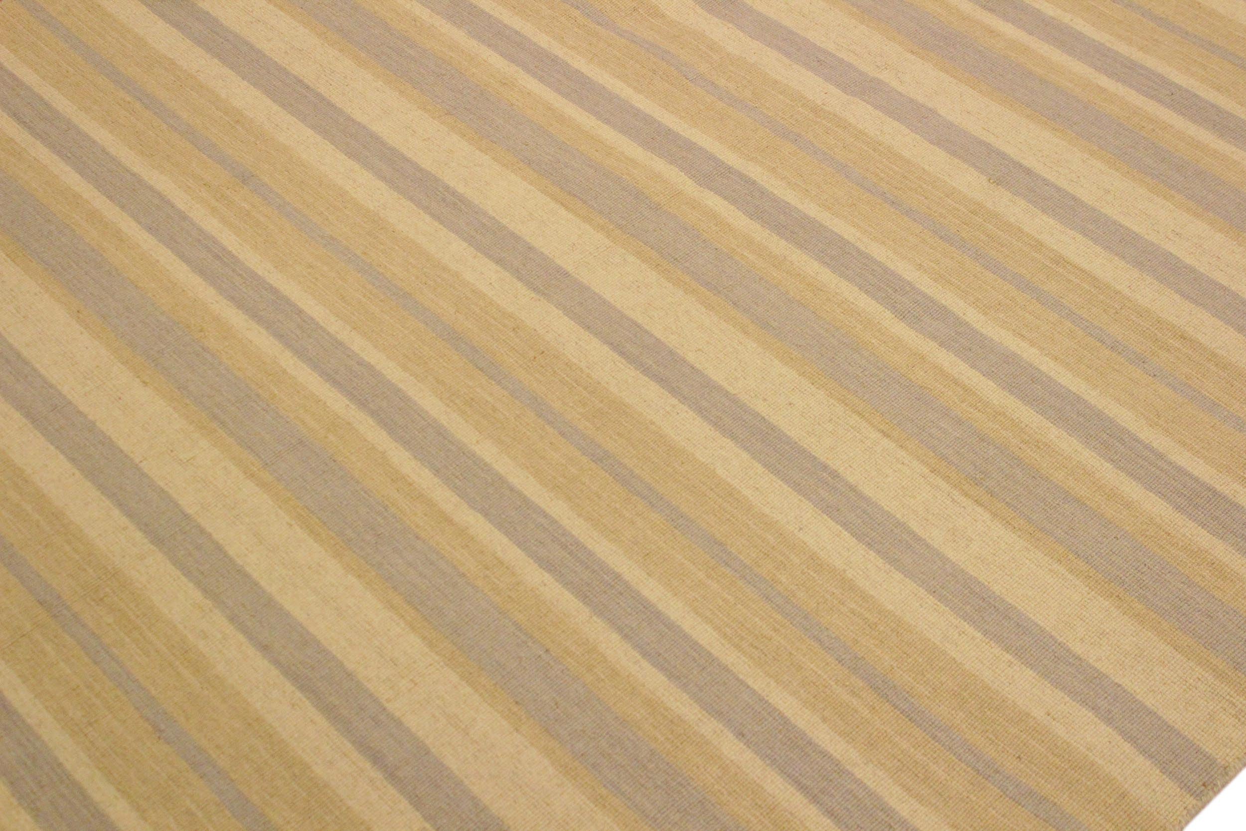 handmade Modern Kilim Bluish Gray Tan Hand-Woven RECTANGLE 100% WOOL area rug 5x8