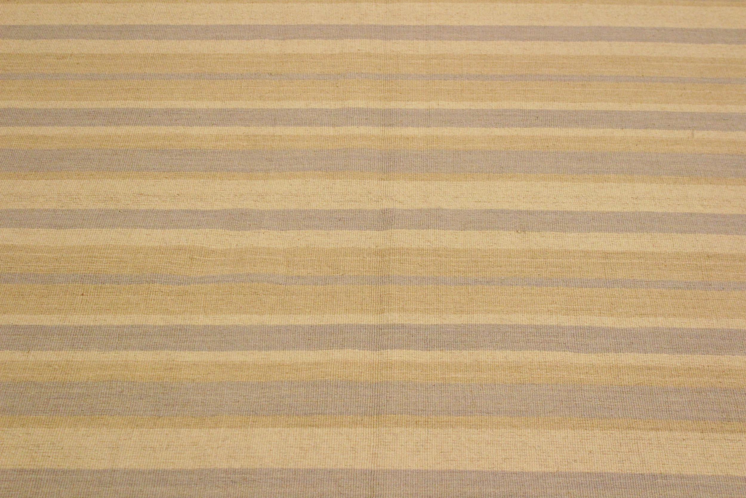 handmade Modern Kilim Bluish Gray Tan Hand-Woven RECTANGLE 100% WOOL area rug 5x8