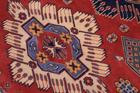 handmade Geometric Sherwan Rust Blue Hand Knotted RECTANGLE 100% WOOL area rug 5x6