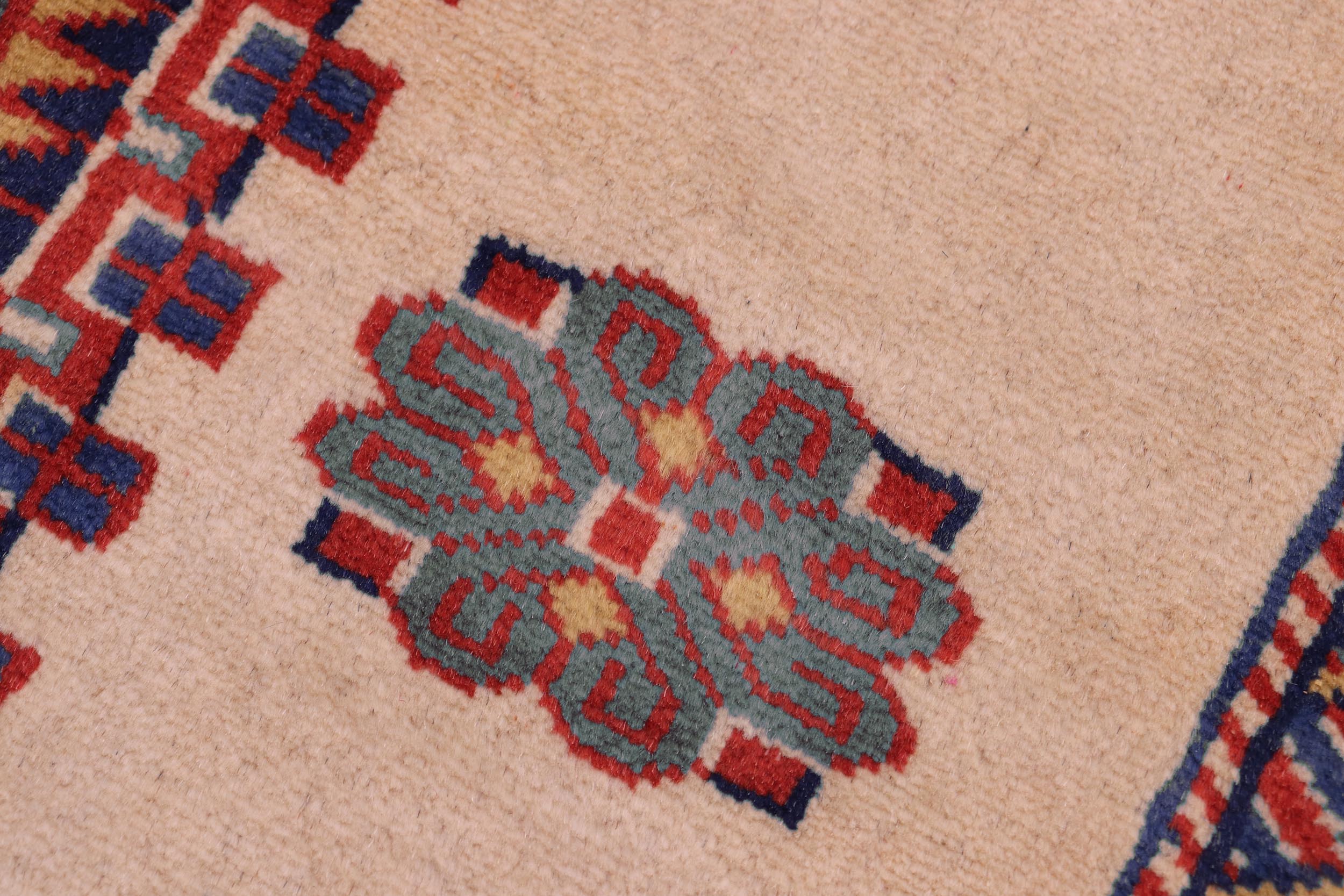 handmade Geometric Sherwan Gold Blue Hand Knotted RECTANGLE 100% WOOL area rug 5x6
