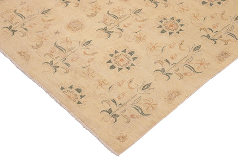 handmade Modern Kafkaz Beige Rust Hand Knotted RECTANGLE 100% WOOL area rug 10' x 13'