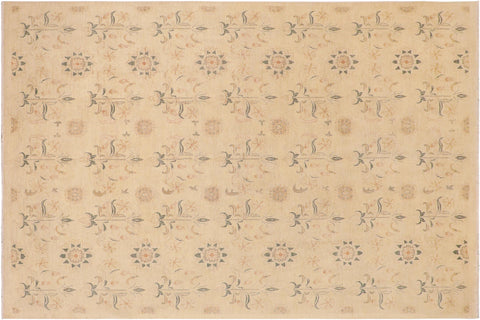 handmade Modern Kafkaz Beige Rust Hand Knotted RECTANGLE 100% WOOL area rug 10' x 13'