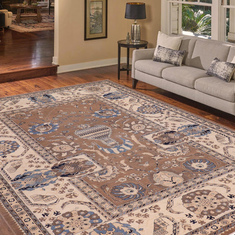 handmade Traditional Kafkaz Brown Ivory Hand Knotted RECTANGLE 100% WOOL area rug 11x15