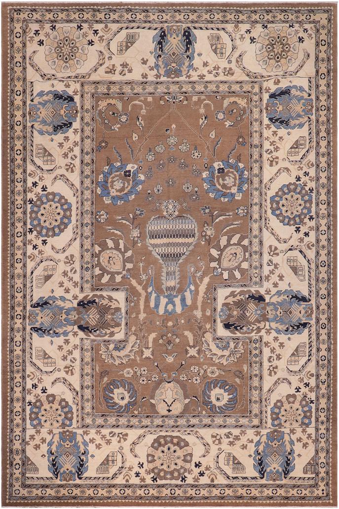 handmade Traditional Kafkaz Brown Ivory Hand Knotted RECTANGLE 100% WOOL area rug 11X15