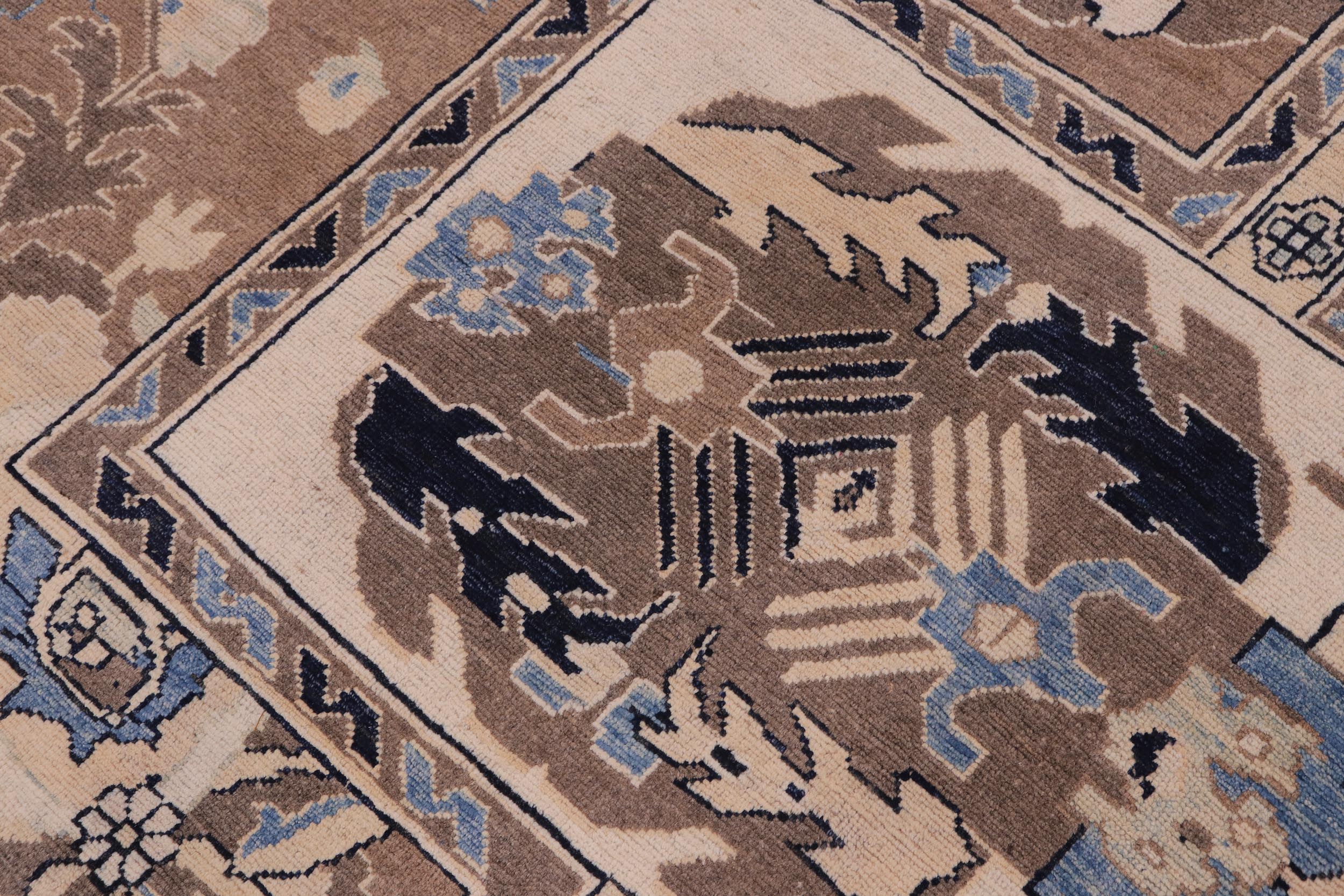handmade Traditional Kafkaz Brown Ivory Hand Knotted RECTANGLE 100% WOOL area rug 11x15