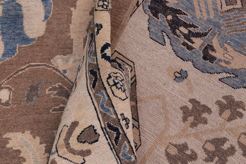 handmade Traditional Kafkaz Brown Ivory Hand Knotted RECTANGLE 100% WOOL area rug 11x15