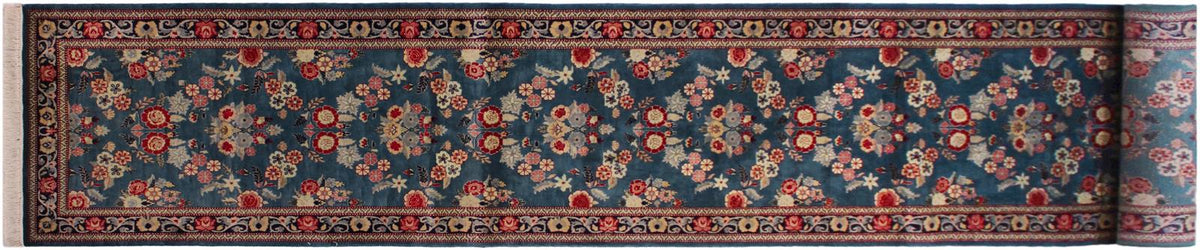 handmade Traditional Gulab Teal Green Blue Hand Knotted RUNNER 100% WOOL area rug 3 18