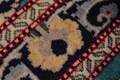 handmade Traditional Gulab Teal Green Blue Hand Knotted RUNNER 100% WOOL area rug 3' x 18'