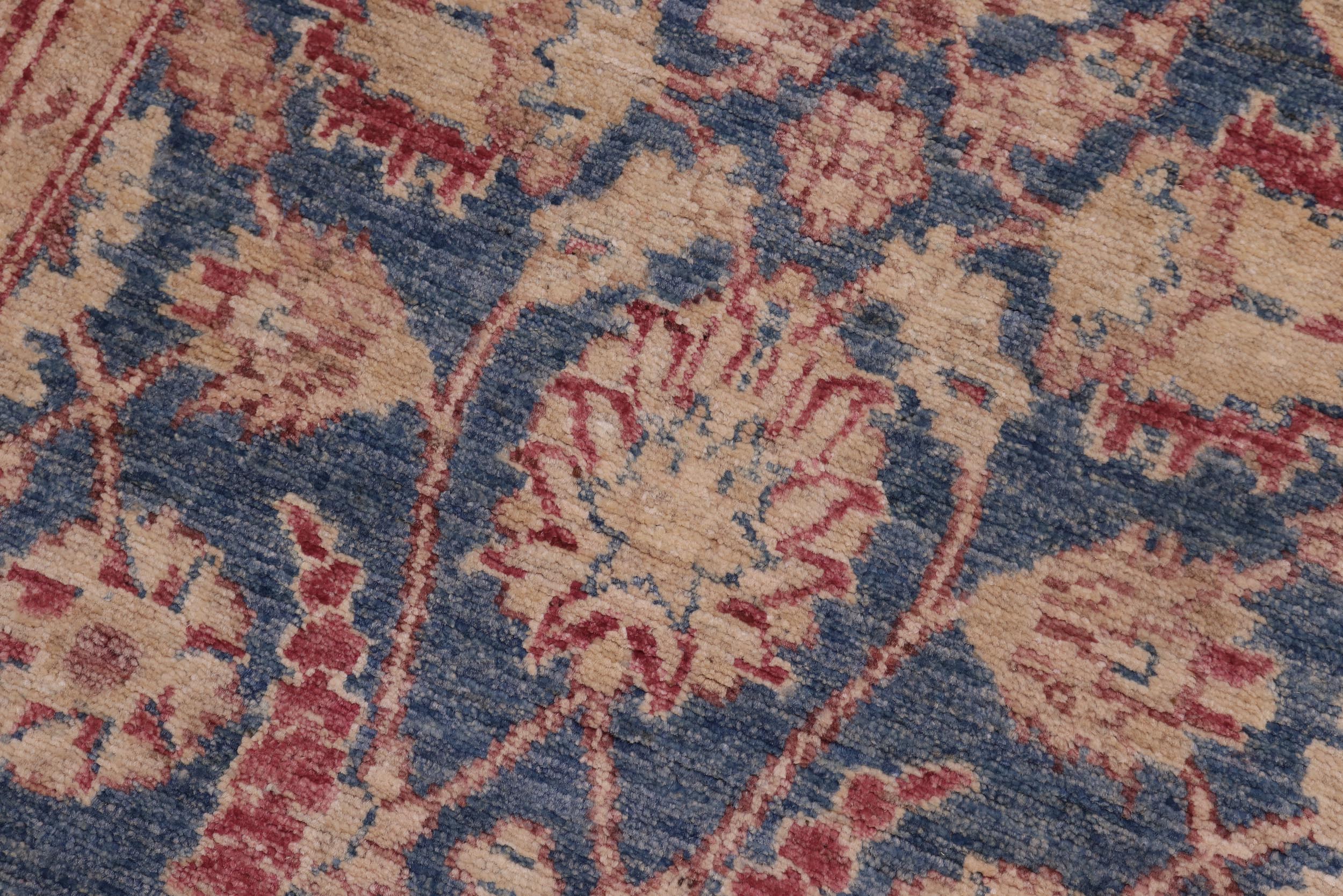 handmade Transitional Kafkaz Blue Red Hand Knotted RUNNER 100% WOOL area rug 3' x 15'