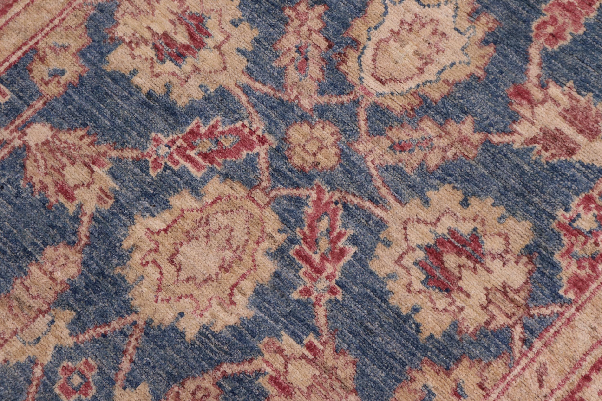 handmade Transitional Kafkaz Blue Red Hand Knotted RUNNER 100% WOOL area rug 3' x 15'