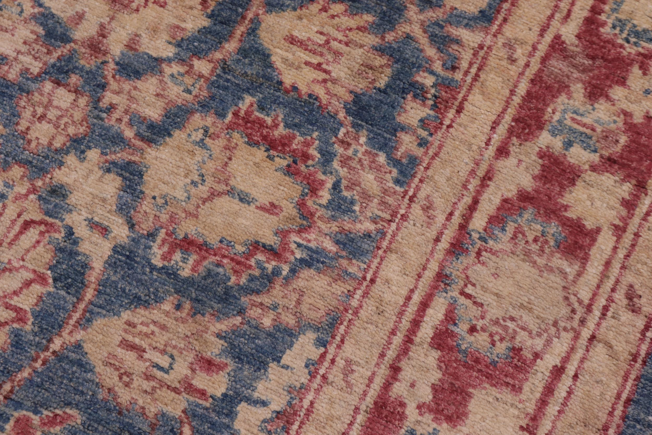 handmade Transitional Kafkaz Blue Red Hand Knotted RUNNER 100% WOOL area rug 3' x 15'