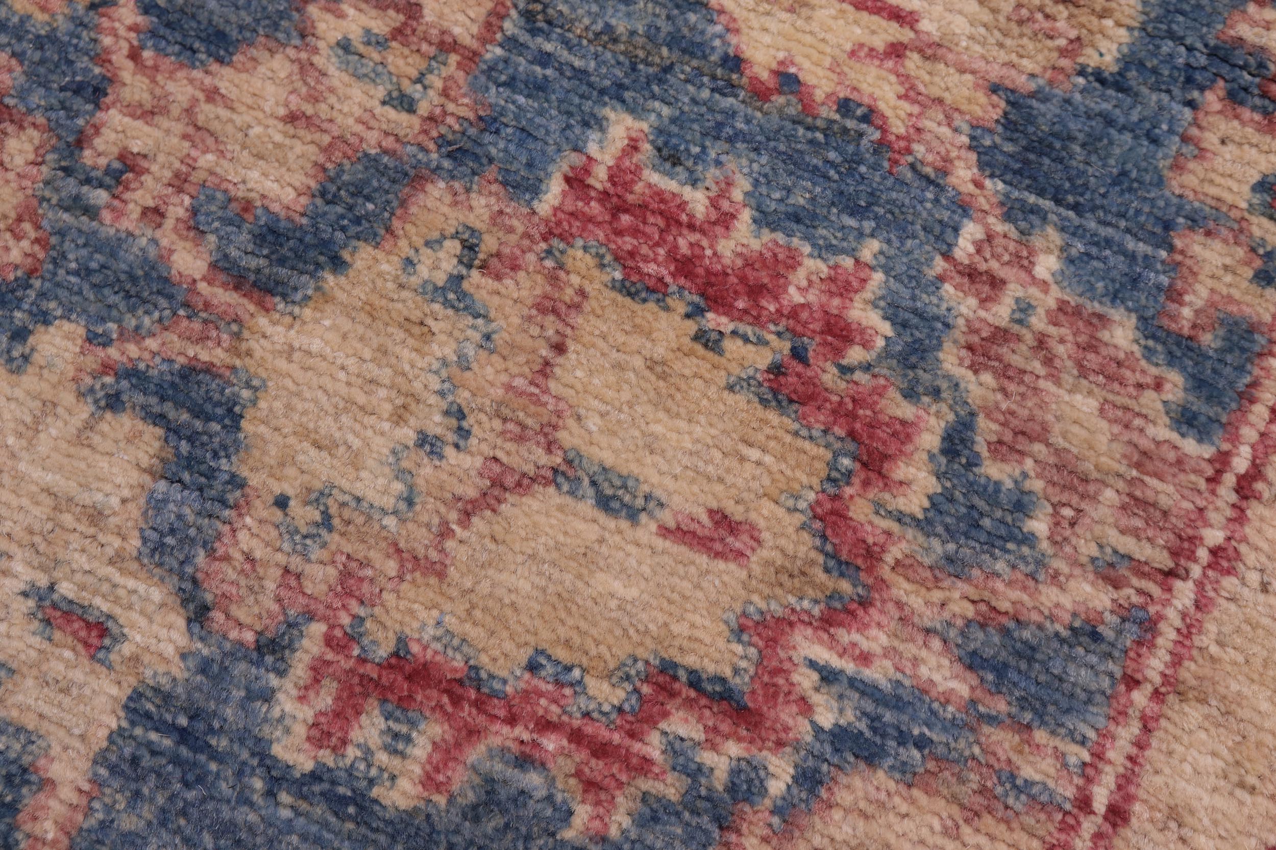 handmade Transitional Kafkaz Blue Red Hand Knotted RUNNER 100% WOOL area rug 3' x 15'