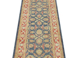 handmade Traditional Kafkaz Blue Red Hand Knotted RUNNER 100% WOOL area rug 3 x 15