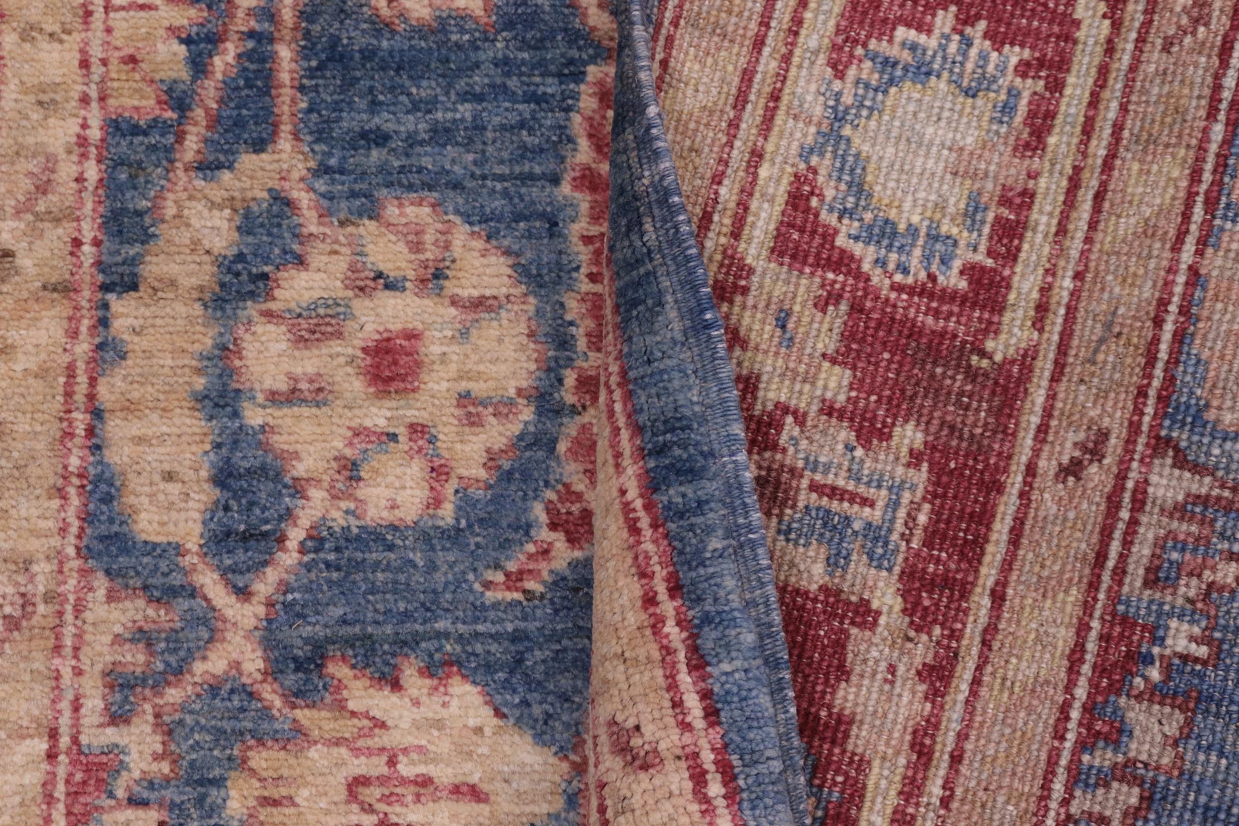 handmade Transitional Kafkaz Blue Red Hand Knotted RUNNER 100% WOOL area rug 3' x 15'
