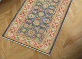 handmade Traditional Kafkaz Blue Red Hand Knotted RUNNER 100% WOOL area rug 3 x 15