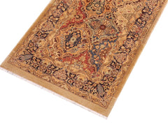 handmade Transitional Veg Dye Gold Blue Hand Knotted RUNNER 100% WOOL area rug 3'X10'