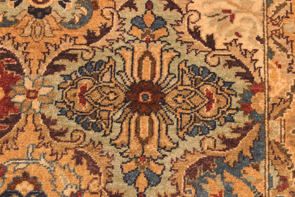handmade Transitional Veg Dye Gold Blue Hand Knotted RUNNER 100% WOOL area rug 3'X10'