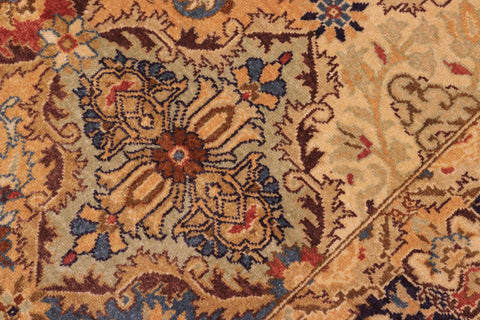 handmade Transitional Veg Dye Gold Blue Hand Knotted RUNNER 100% WOOL area rug 3' x 10'