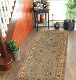 handmade Traditional Kafkaz Blue Gold Hand Knotted RUNNER 100% WOOL area rug 4 x 11