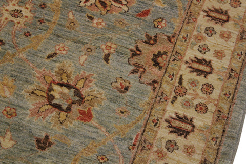 handmade Transitional Kafkaz Lt. Blue Lt. Gold Hand Knotted RUNNER 100% WOOL area rug 4' x 11'