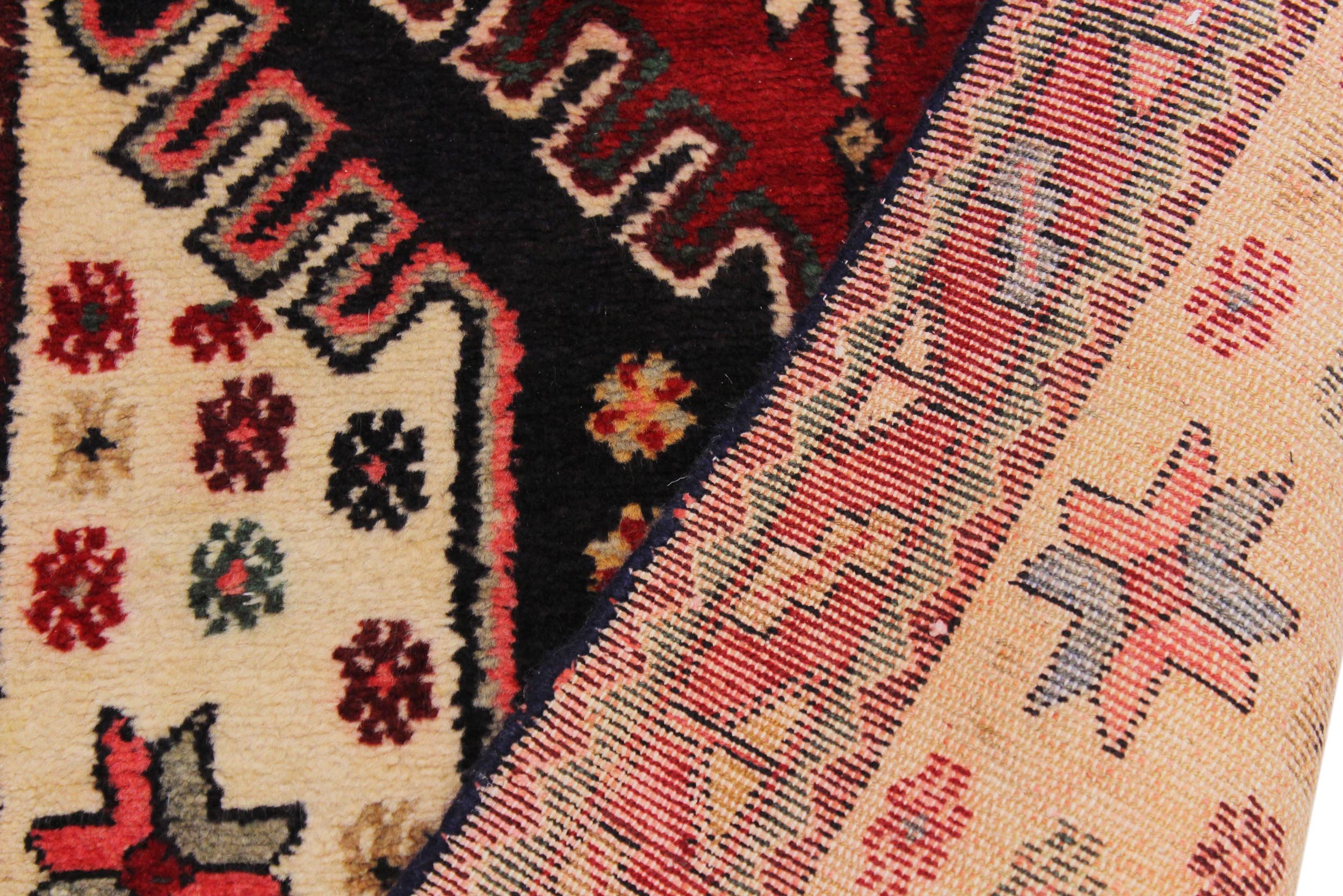 handmade Traditional Hamadan Red Blue Hand Knotted RUNNER 100% WOOL area rug 3 x 11