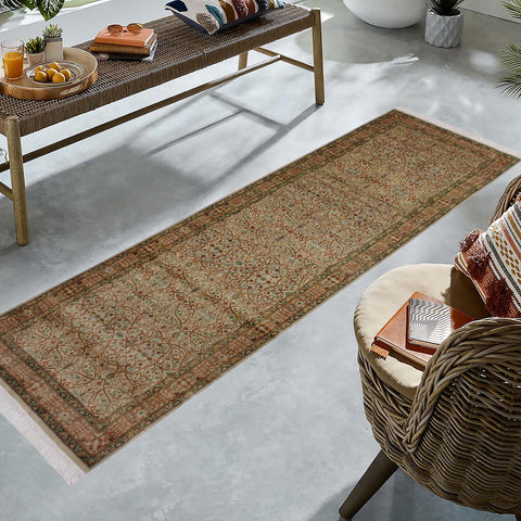 handmade Traditional Tabriz Taupe Gold Hand Knotted RUNNER 100% WOOL area rug 3' x 9'