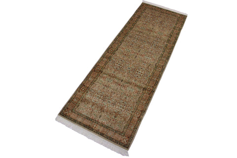 handmade Traditional Tabriz Taupe Gold Hand Knotted RUNNER 100% WOOL area rug 3' x 9'