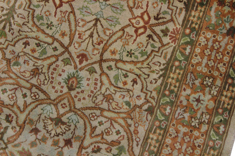 handmade Traditional Tabriz Taupe Gold Hand Knotted RUNNER 100% WOOL area rug 3' x 9'