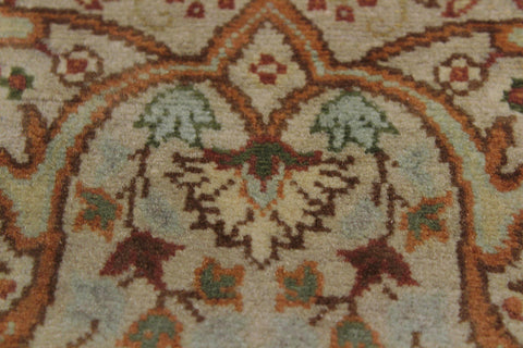 handmade Traditional Tabriz Taupe Gold Hand Knotted RUNNER 100% WOOL area rug 3' x 9'