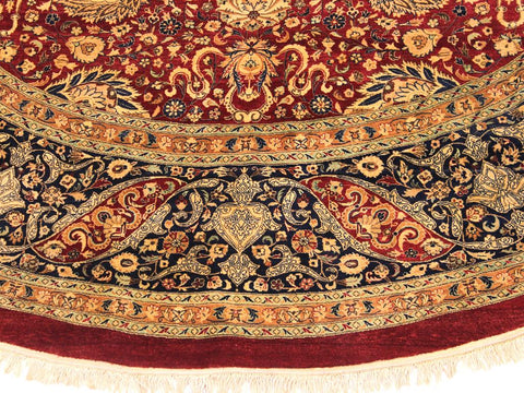 handmade Traditional Kashan Red Blue Hand Knotted ROUND 100% WOOL area rug 12x12