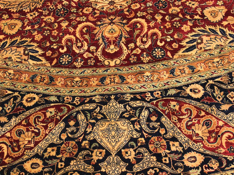 handmade Traditional Kashan Red Blue Hand Knotted ROUND 100% WOOL area rug 12x12