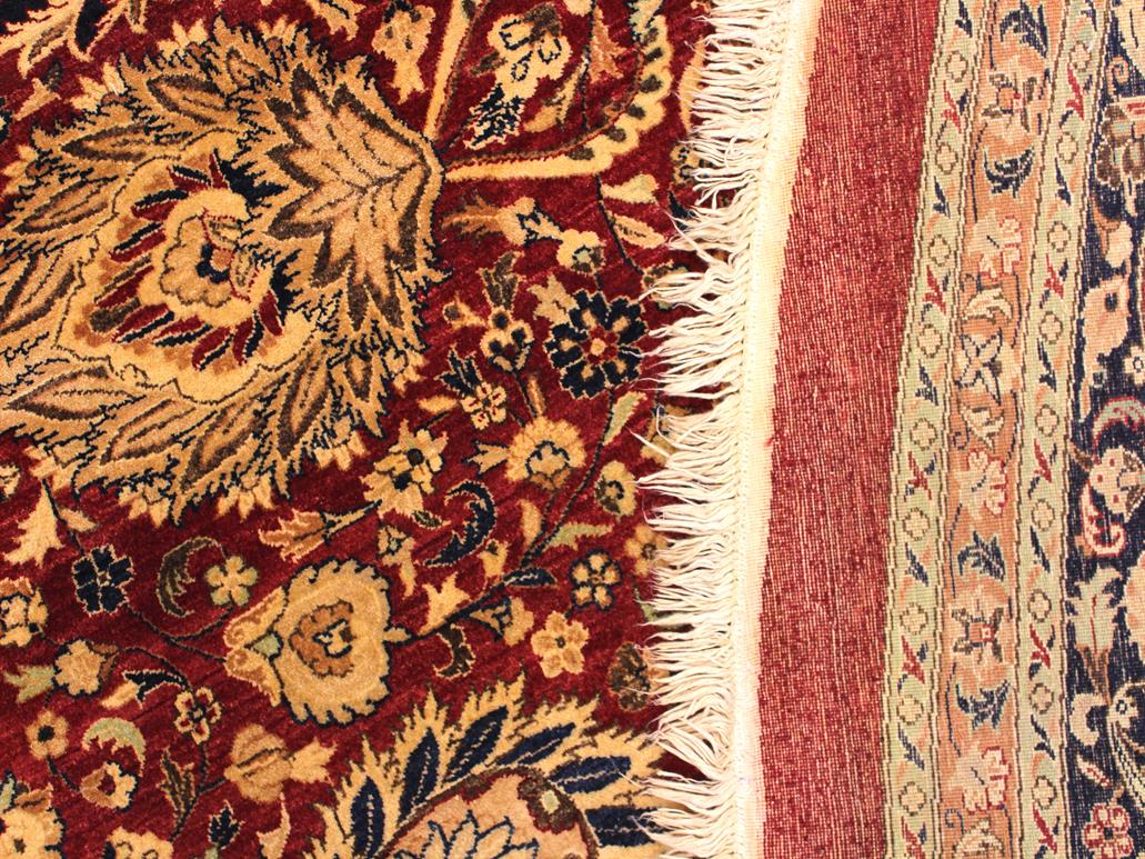 handmade Traditional Kashan Red Blue Hand Knotted ROUND 100% WOOL area rug 12x12