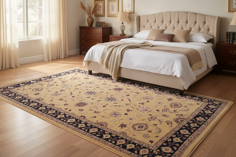 handmade Traditional Kafkaz Gold Blue Hand Knotted RECTANGLE 100% WOOL area rug 12x17