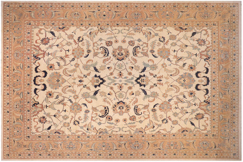 handmade Traditional Kafkaz Ivory Orange Hand Knotted RECTANGLE 100% WOOL area rug 13x17