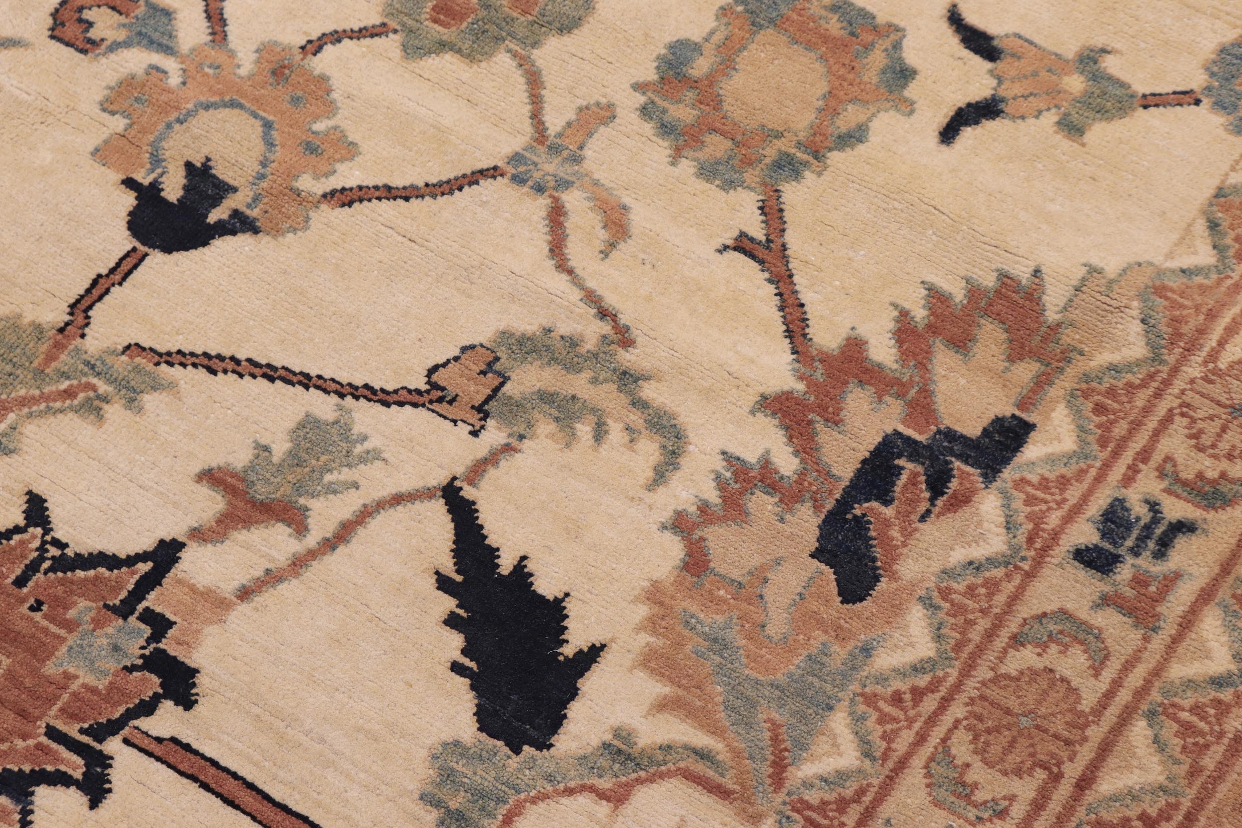 handmade Traditional Kafkaz Ivory Orange Hand Knotted RECTANGLE 100% WOOL area rug 13x17