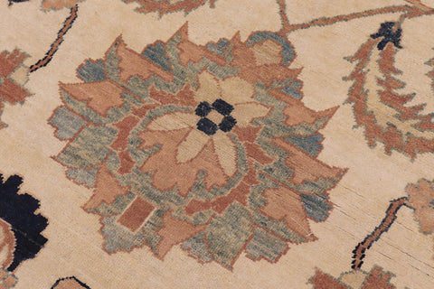 handmade Traditional Kafkaz Ivory Orange Hand Knotted RECTANGLE 100% WOOL area rug 13x17