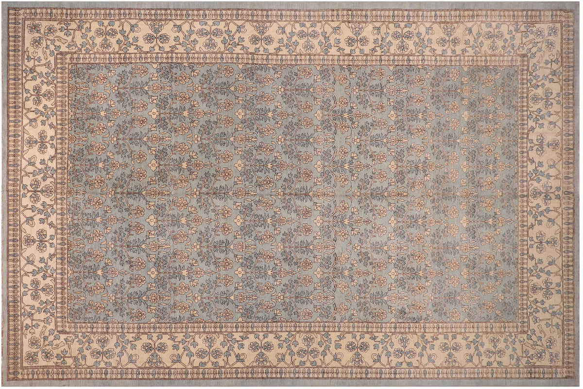 handmade Transitional Kafkaz Lt. Green Lt. Green Hand Knotted RECTANGLE 100% WOOL area rug 12' x 18'