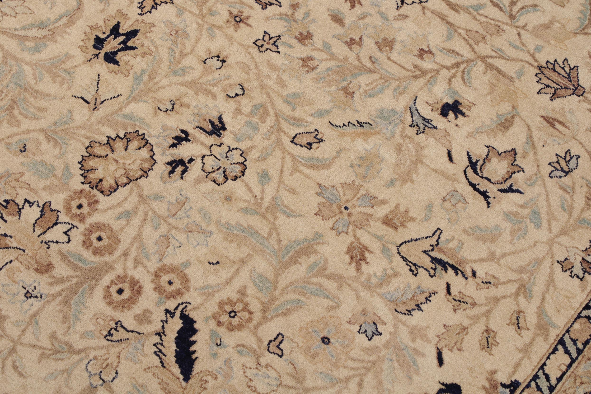 handmade Transitional Tabriz Taupe Blue Hand Knotted RECTANGLE 100% WOOL area rug 9x12