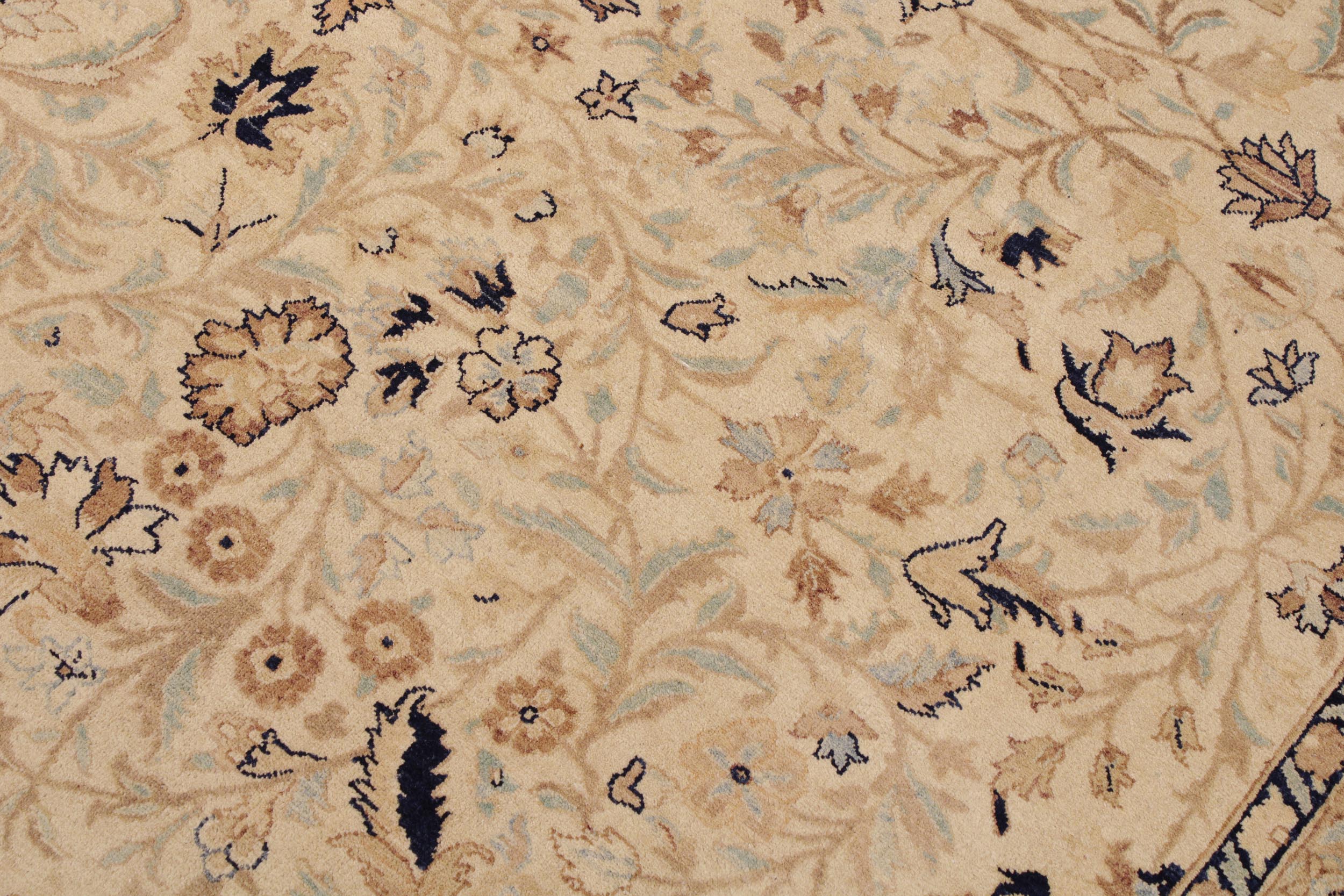 handmade Transitional Tabriz Taupe Blue Hand Knotted RECTANGLE 100% WOOL area rug 9 x 12