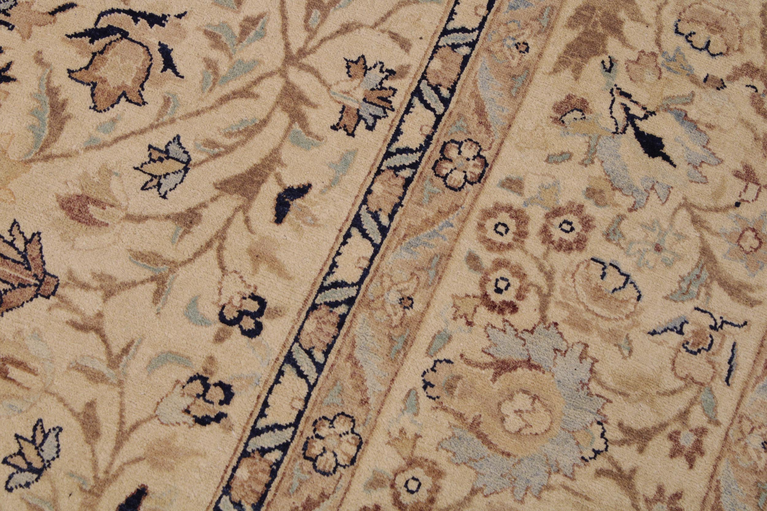handmade Transitional Tabriz Taupe Blue Hand Knotted RECTANGLE 100% WOOL area rug 9 x 12
