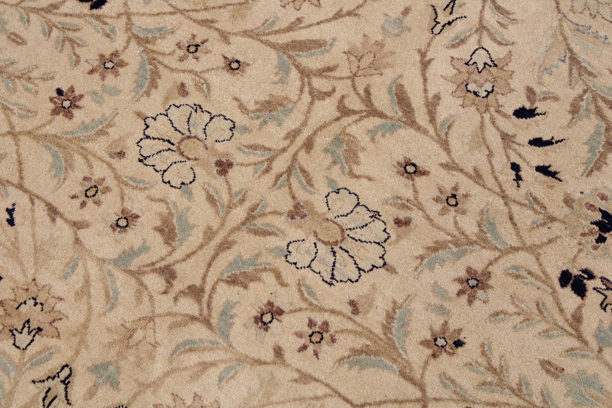 handmade Transitional Tabriz Taupe Blue Hand Knotted RECTANGLE 100% WOOL area rug 9x12
