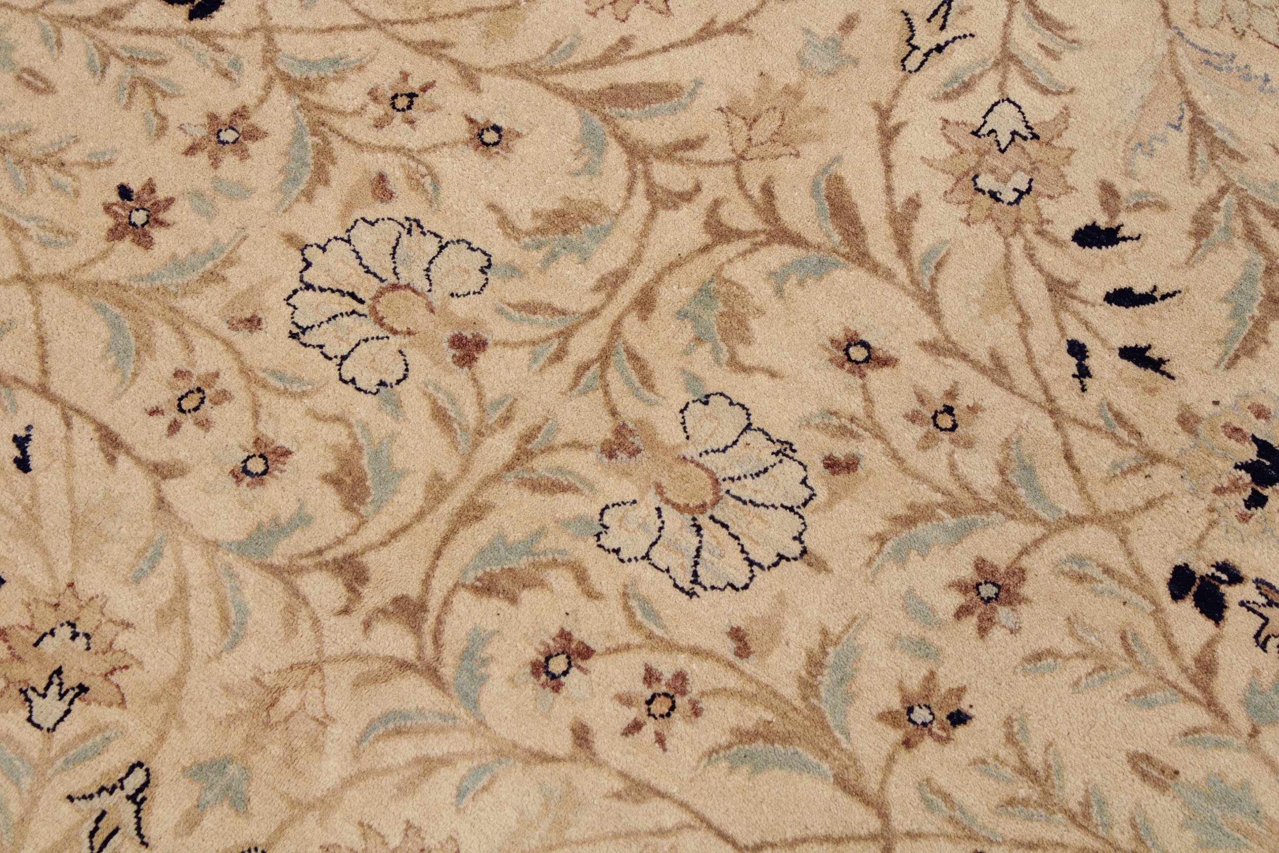 handmade Transitional Tabriz Taupe Blue Hand Knotted RECTANGLE 100% WOOL area rug 9 x 12