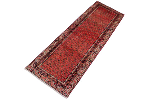 handmade Geometric Antique Persian Pink Ivory Hand Knotted RUNNER 100% WOOL area rug 3x10